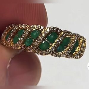14k Natural Emerald and Diamond Ring.